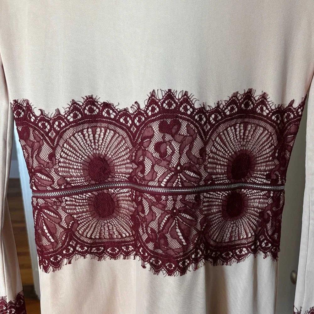 Missguided Beige and Burgundy Long Sleeve Dress - Picture 4 of 7